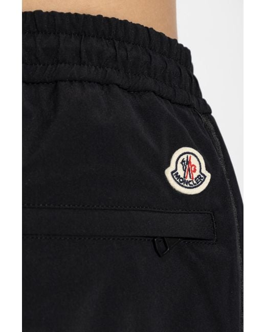 Moncler Black Trousers With Logo Patch for men