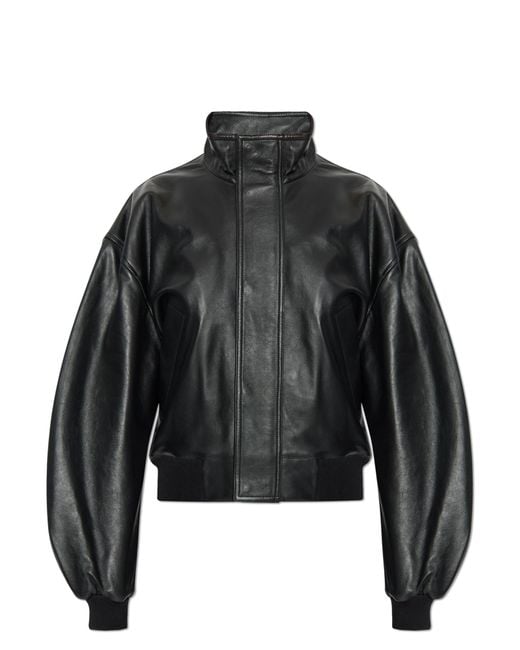 Balenciaga Black Leather Bomber Jacket