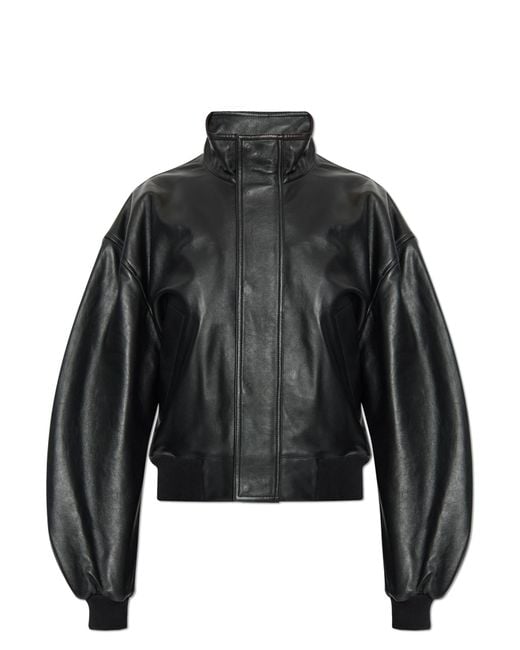 Balenciaga Black Leather Bomber Jacket