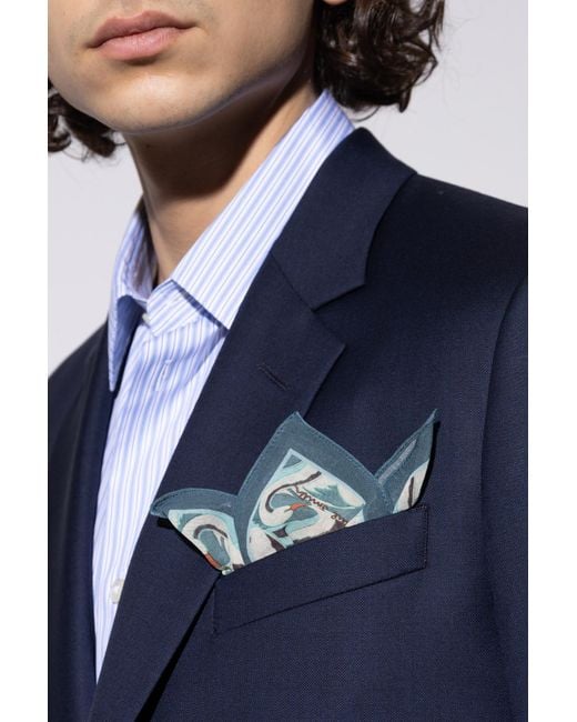 Paul Smith Blue Pocket Square With Print for men