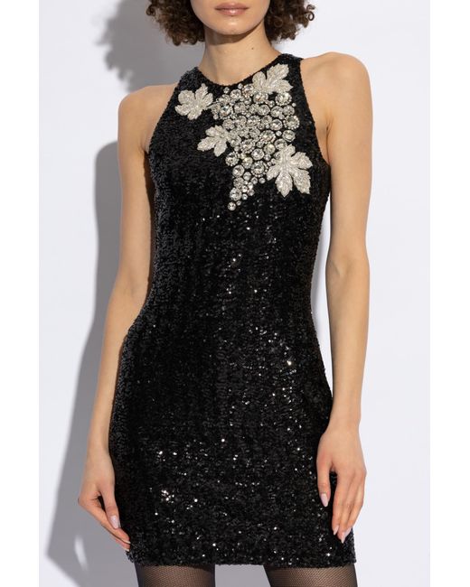 Balmain Black Sequin Dress With Shimmering Crystals