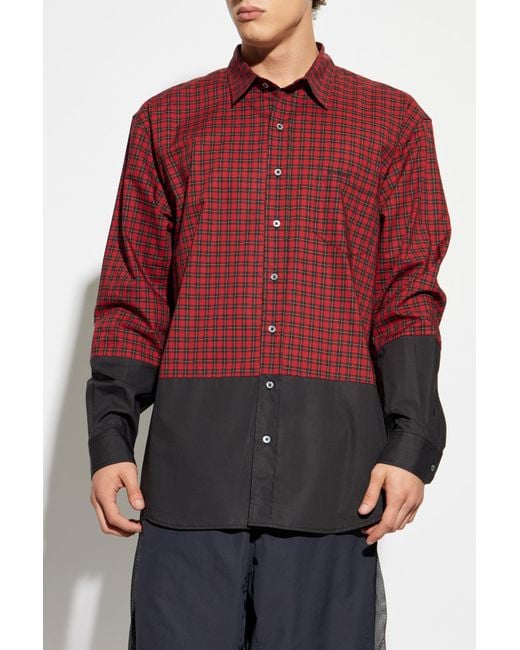 Vetements Red Shirt With Check Pattern