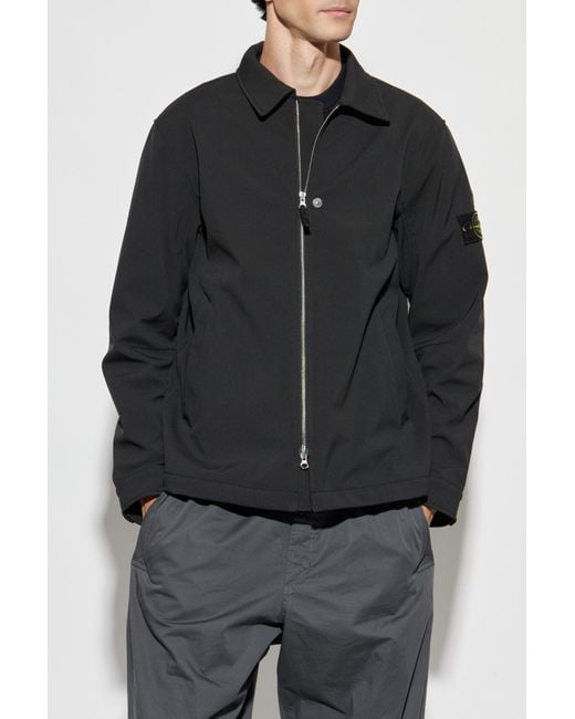 Stone Island Blue Jacket With Logo Patch for men