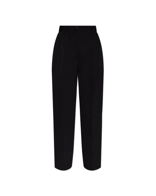 Dolce & Gabbana Black Woolen Pleated Trousers