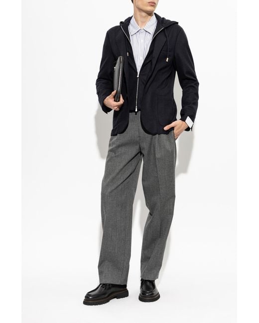 Eleventy Blue Jacket With A Detachable Hood for men