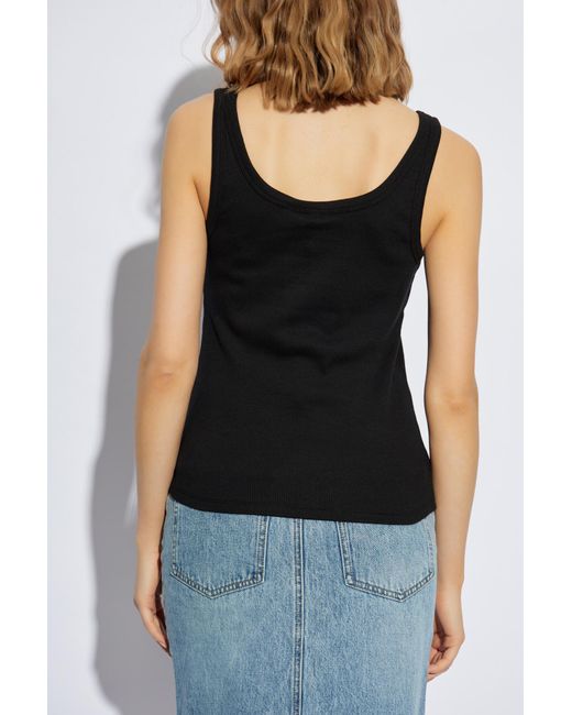 Gestuz Blue Ribbed Top