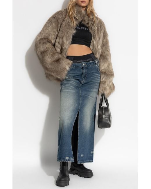 M I S B H V Natural Short Faux Fur Coat