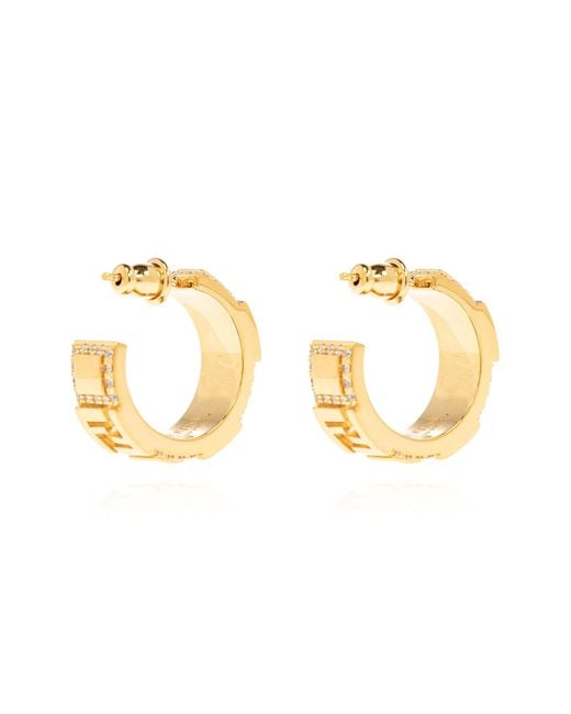 Fendi Brown Earrings With Shimmering Crystals