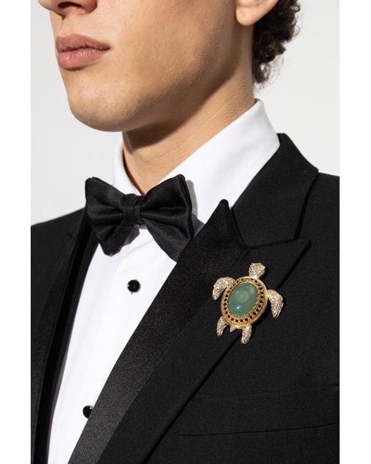 Dolce & Gabbana Metallic Brooch With Shimmering Crystals for men