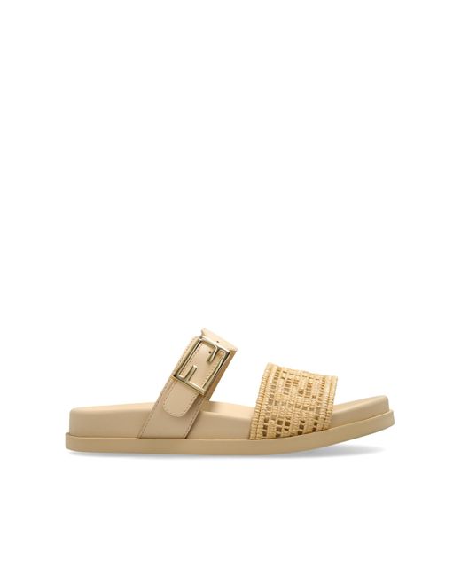 Fendi White Slides With Logo