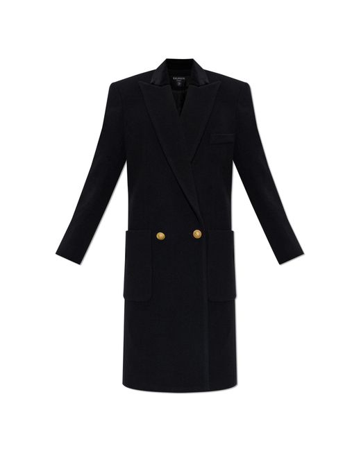 Balmain Black Wool Coat