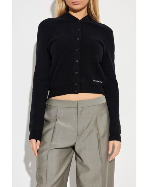 Alexander Wang Blue Cardigan With Logo Patch