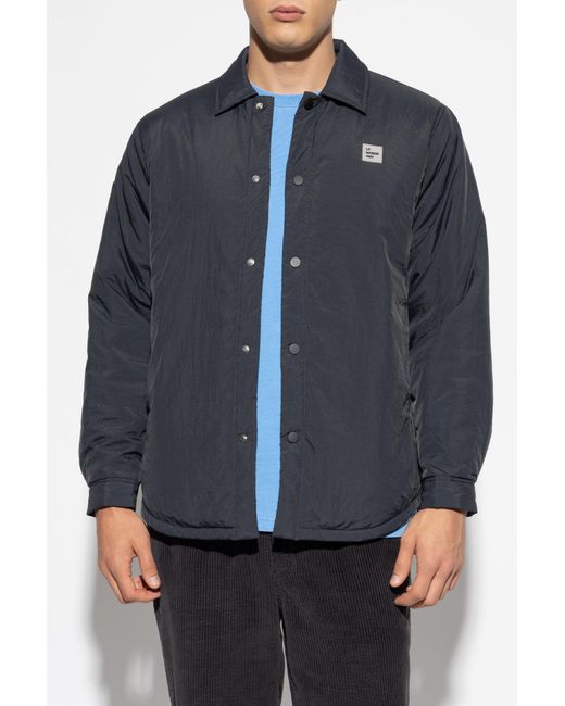 American Vintage Blue Insulated Jacket With Logo Patch, for men