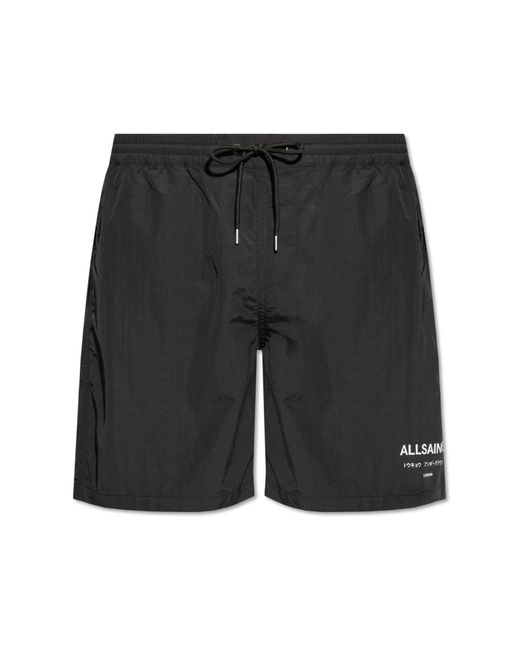 AllSaints Black ‘Underground’ Swim Shorts for men