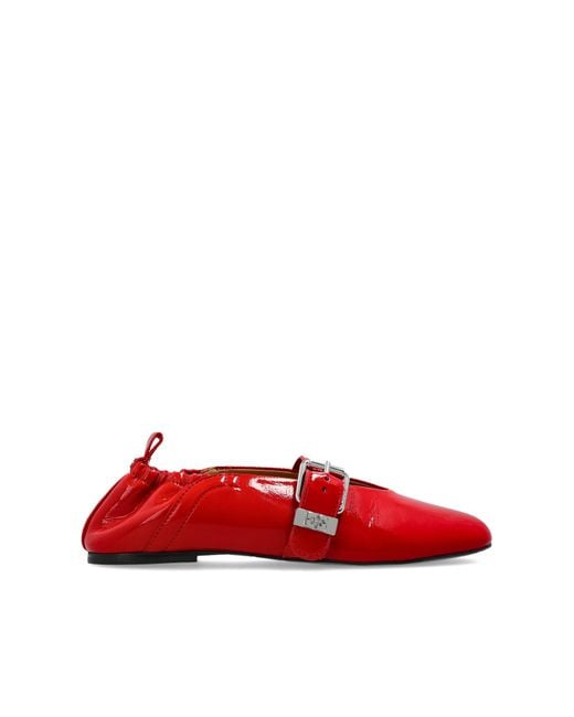 Ganni Red Ballet Flats Made Of Eco-Leather