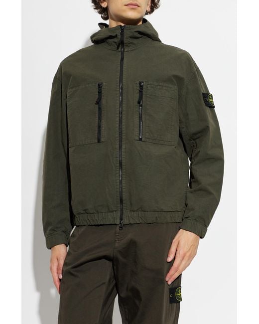 Stone Island Black Jacket With Logo Patch for men