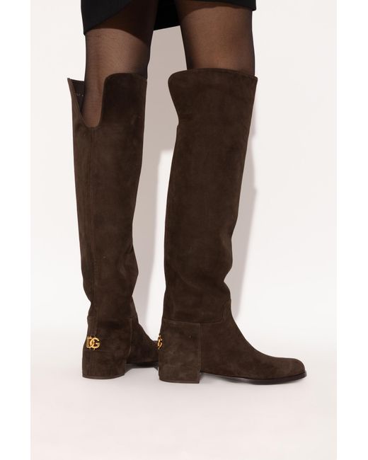 Dolce & Gabbana Brown Suede Knee-High Boots