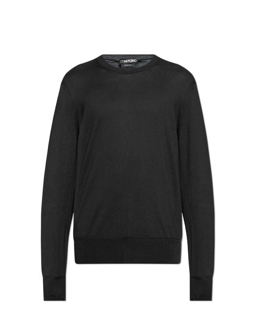 Tom Ford Black Cotton Sweater With Round Neckline for men