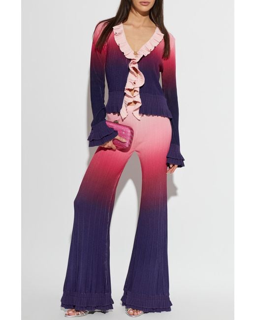 Casablanca Red Cardigan With Ruffles