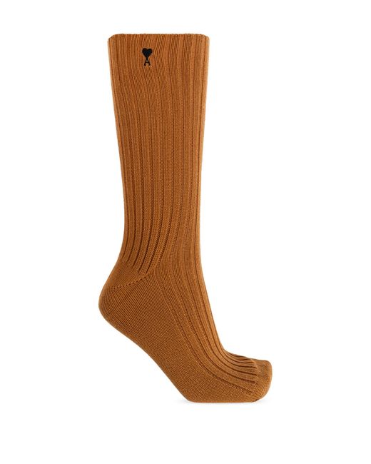 AMI Brown Socks With Logo
