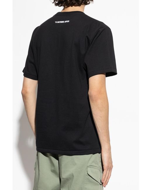 A Bathing Ape Black T-shirt With Print, for men