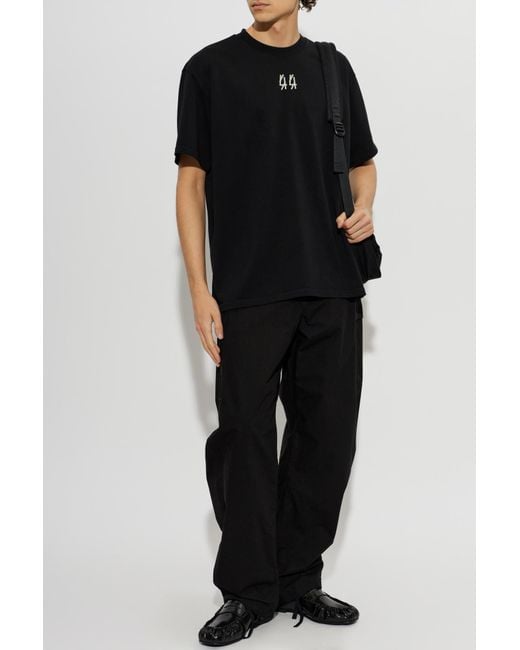 44 Label Group Black T-Shirt With Printed Logo for men