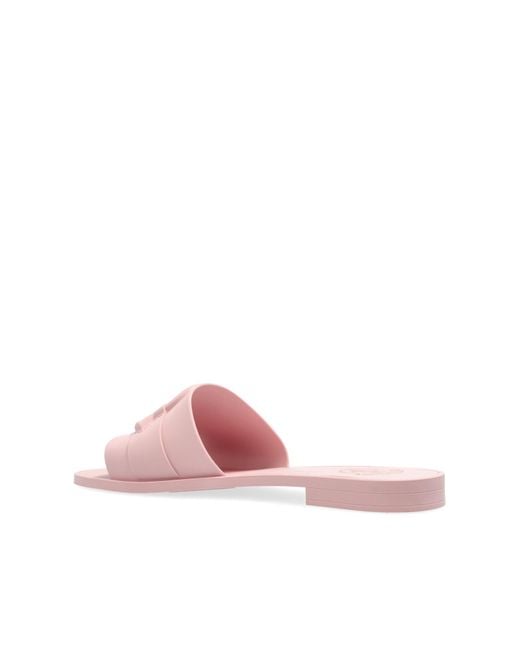 Moncler Pink Slides With Logo