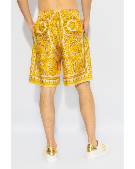 Versace Yellow Silk Shorts for men