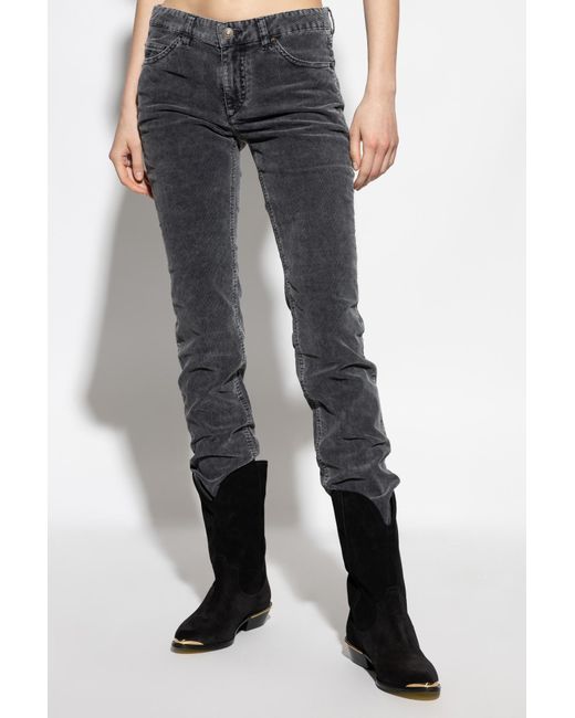 Isabel Marant Black Corduroy Trousers "Leniya"
