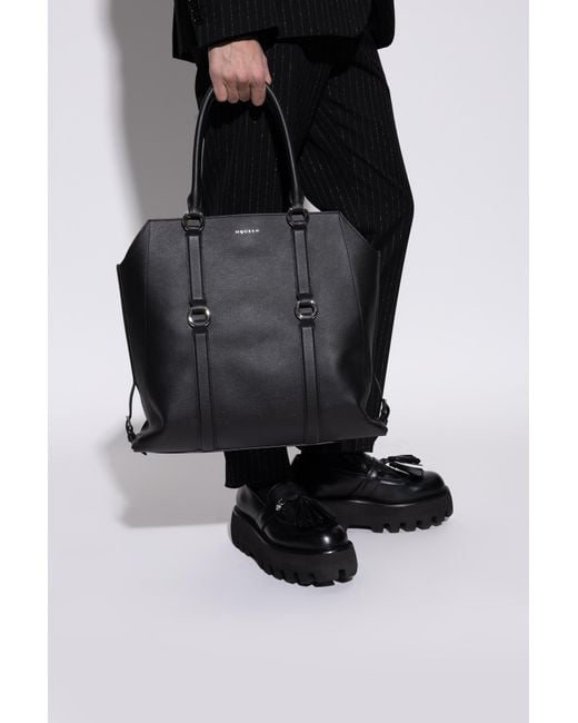 McQueen Black 'Farringdon' Shopper Bag for men