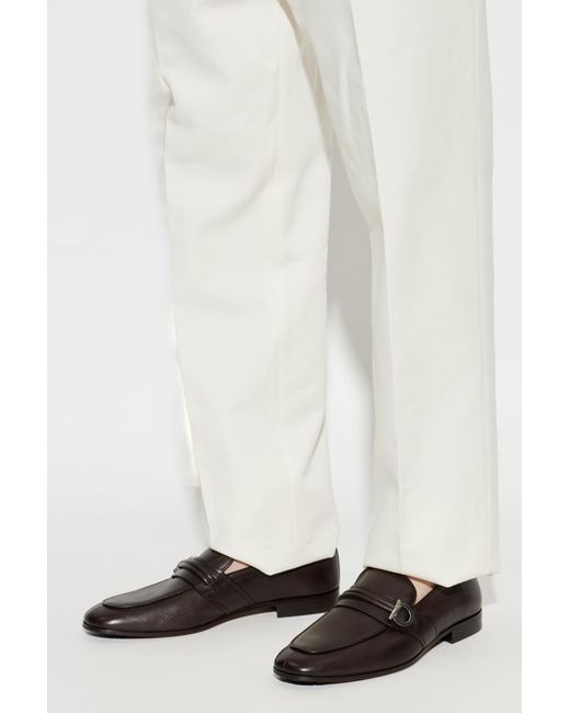 Ferragamo Black 'Saddle' Leather Loafers for men