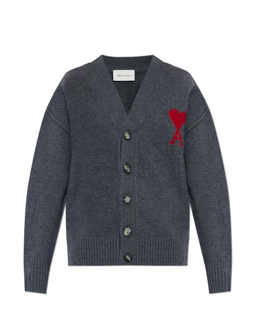 AMI Blue Wool Cardigan