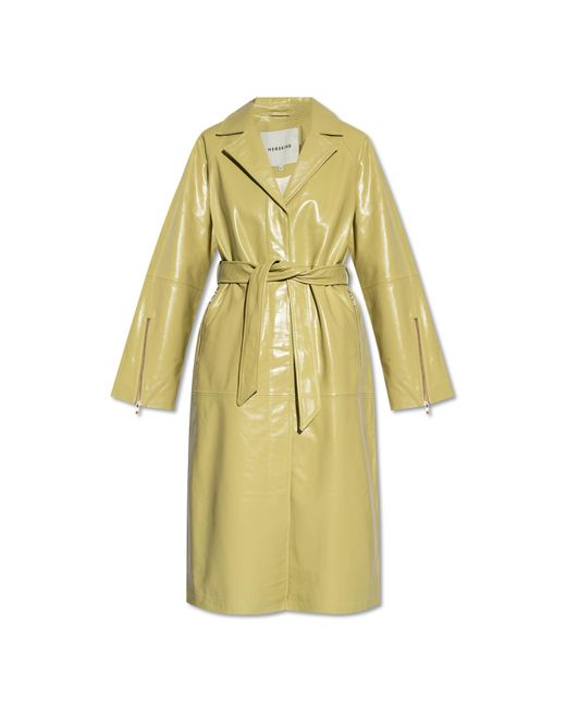 Herskind Yellow Leather Coat 'puch',