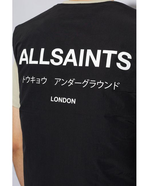 AllSaints Black 'underground' Reversible Vest, for men