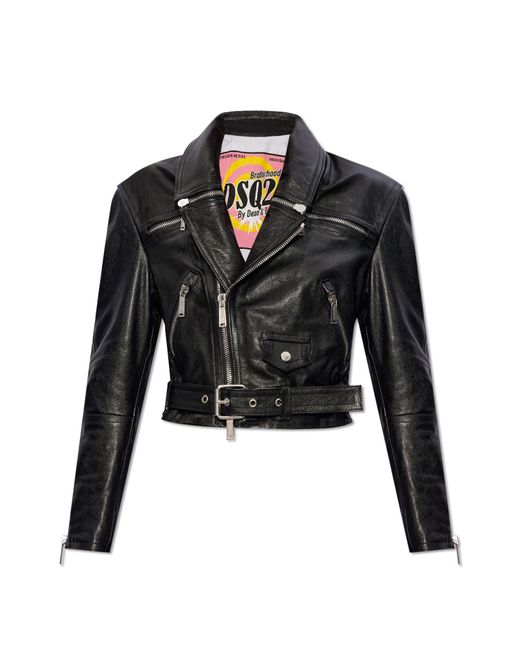 DSquared² Black Leather Jacket,