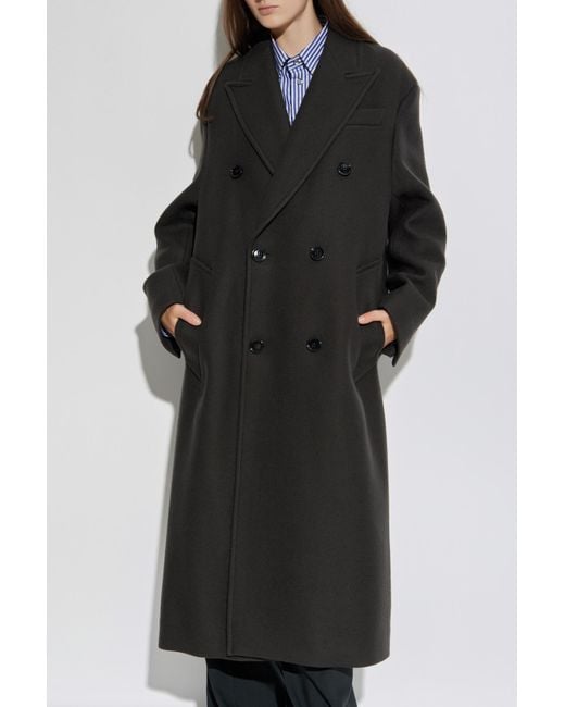 AMI Black Wool Double-Breasted Coat