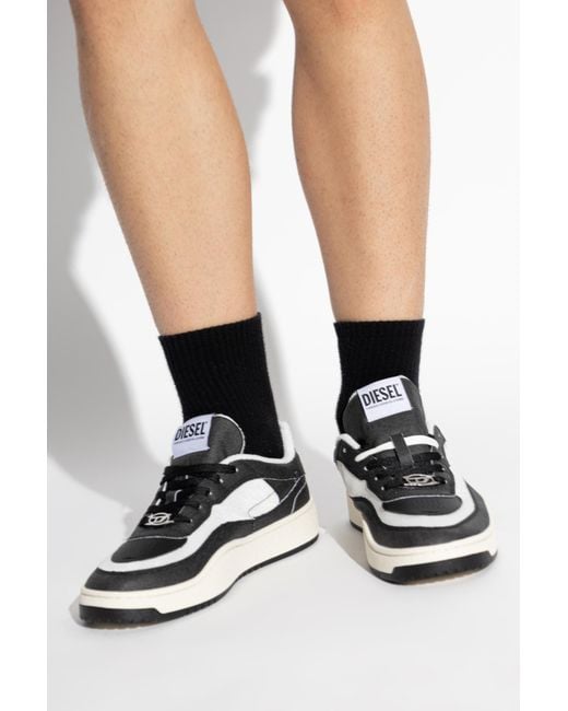 DIESEL White 'S-Oval Skate Low' Sports Shoes for men