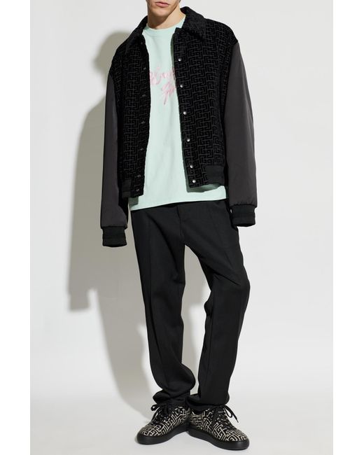 Balmain Black Jacket With Velvet Finish for men