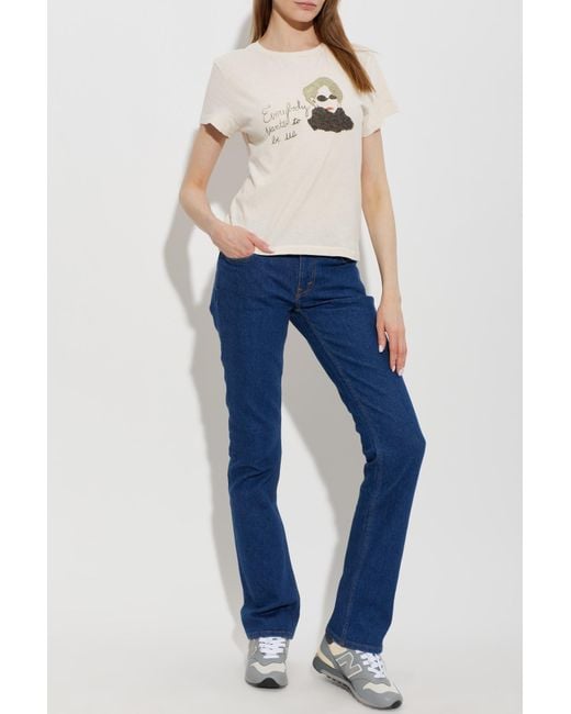 Re/done White T-Shirt With Print
