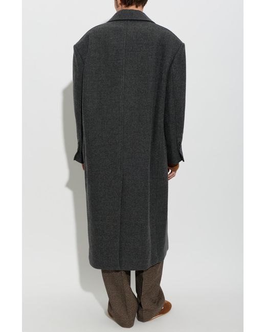 AMI Black Wool Coat With Single Vent for men