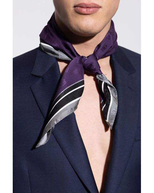 Dolce & Gabbana Blue Silk Scarf for men