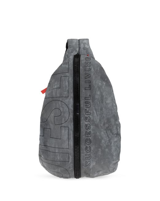 DIESEL Gray One-Shoulder Backpack 'Zip-D Sling Bag' for men