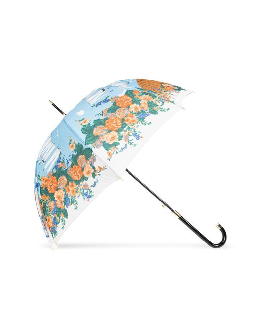 Moschino Blue Parasol With Print