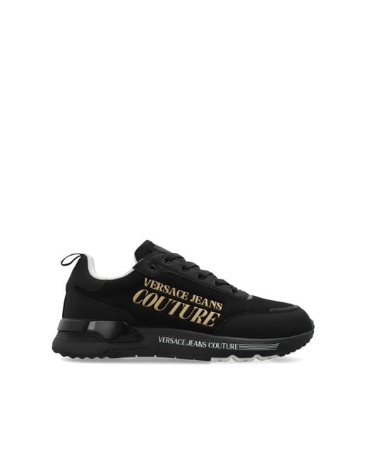 Versace Jeans Couture Black Sports Shoes With Printed Logo for men