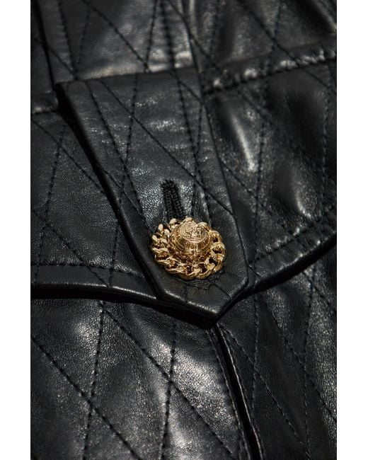 Balmain Black Lambskin Leather Jacket