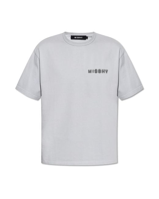 M I S B H V Gray T-shirt With Logo, for men