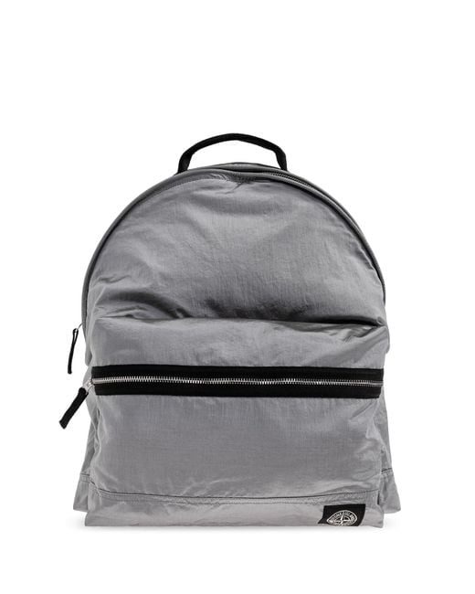 Stone Island Gray Backpack With Logo for men