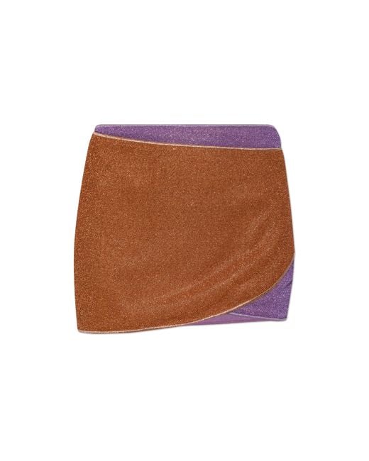 Oseree Brown Short Skirt With Lurex Thread