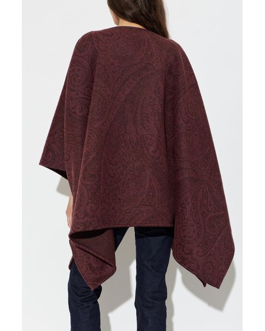 Etro Red Wool Poncho