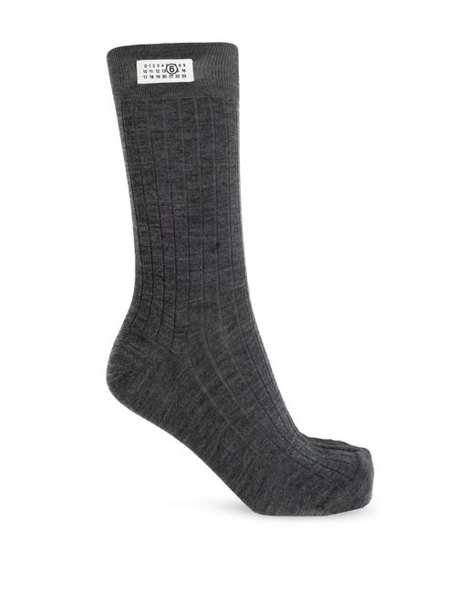 MM6 by Maison Margiela Black Wool Socks With Logo Patch